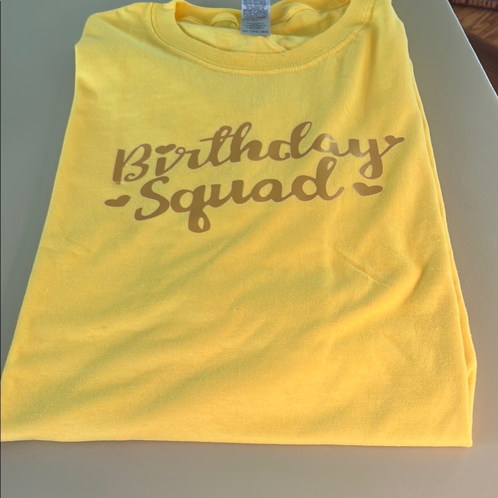 2 Gildan Yellow Short Sleeve Birthday Tees